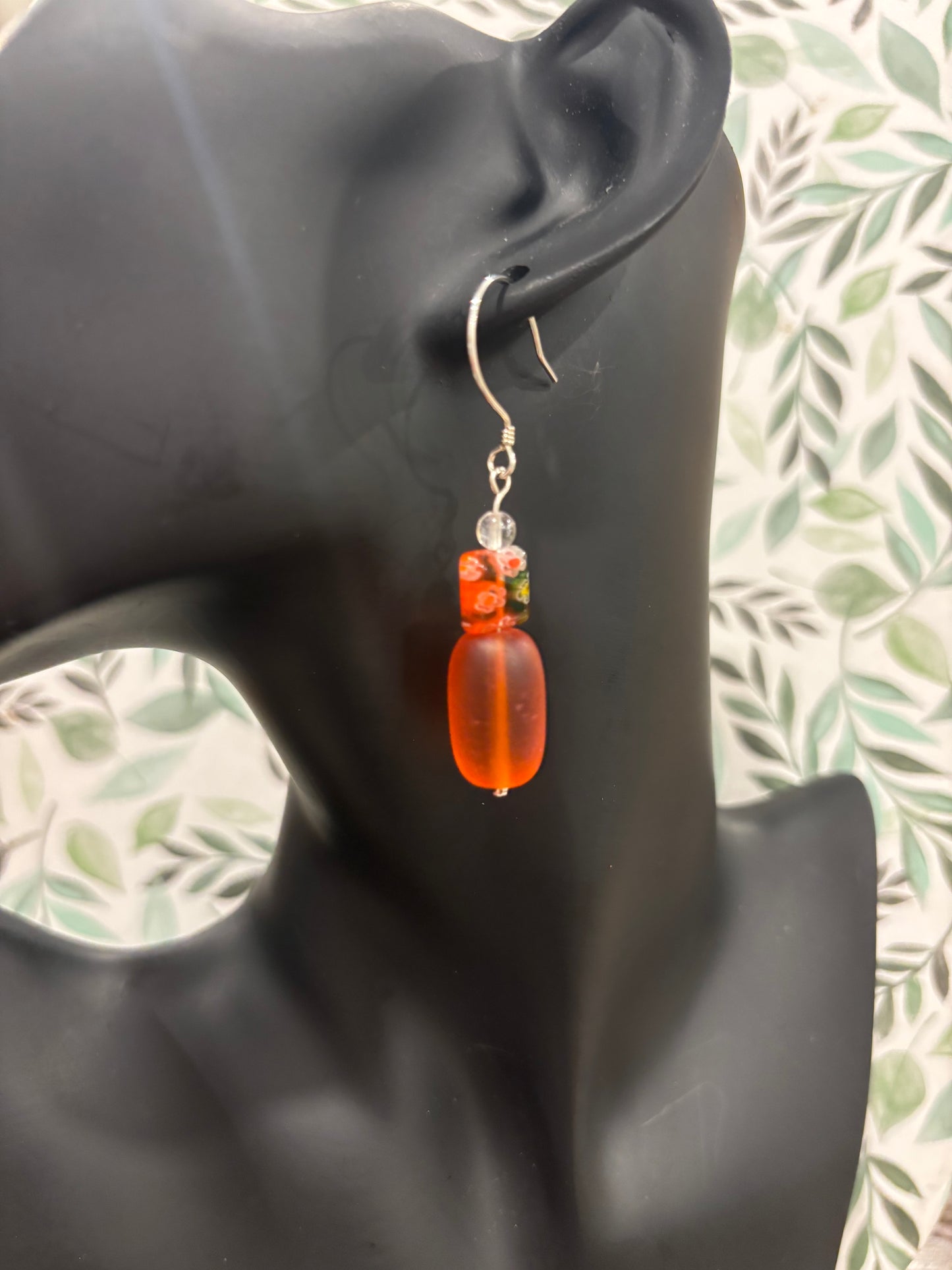 Orange Glass Earrings